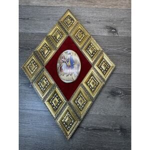 Cries Of London Framed Art work Diamond Shaped Gold Ornate Wooden Frame 23x16”
